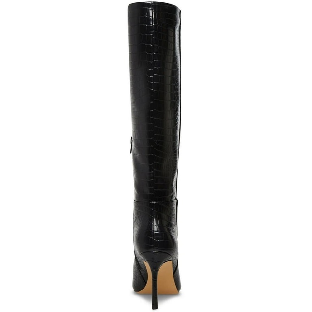 Madden Girl Black Womens Chantelle Faux Leather Embossed Over-The-Knee Boots - Picture 3 of 4